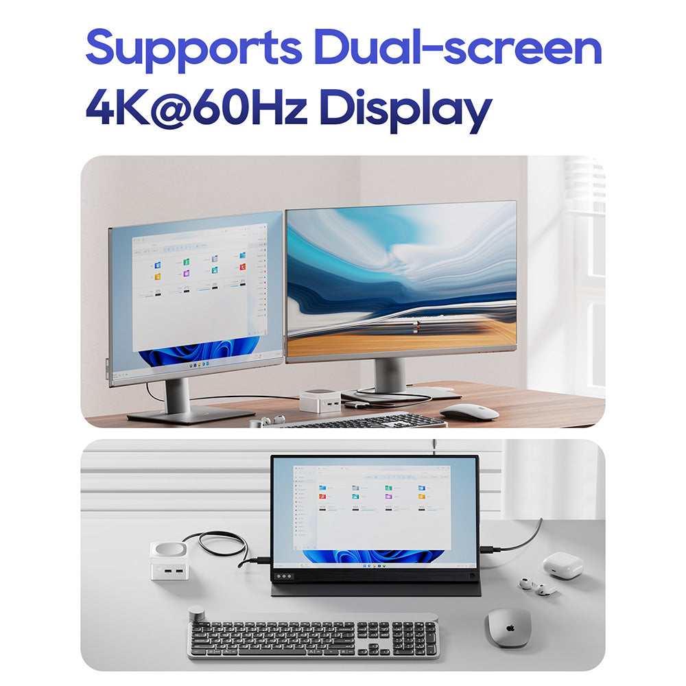 AOOSTAR T8 Mini PC (Free Docking Station), Intel N100 4 Cores Max 3.4GHz, 12GB LPDDR5 RAM 256GB SSD, Support Dual-screen 4K@60Hz Display, Dual Band WiFi, 1*Full-featured Type-C 2*USB3.0 2*USB2.0 1*HDMI 2*1000Mbps LAN 1*Audio Jack, 35W GaN Charger