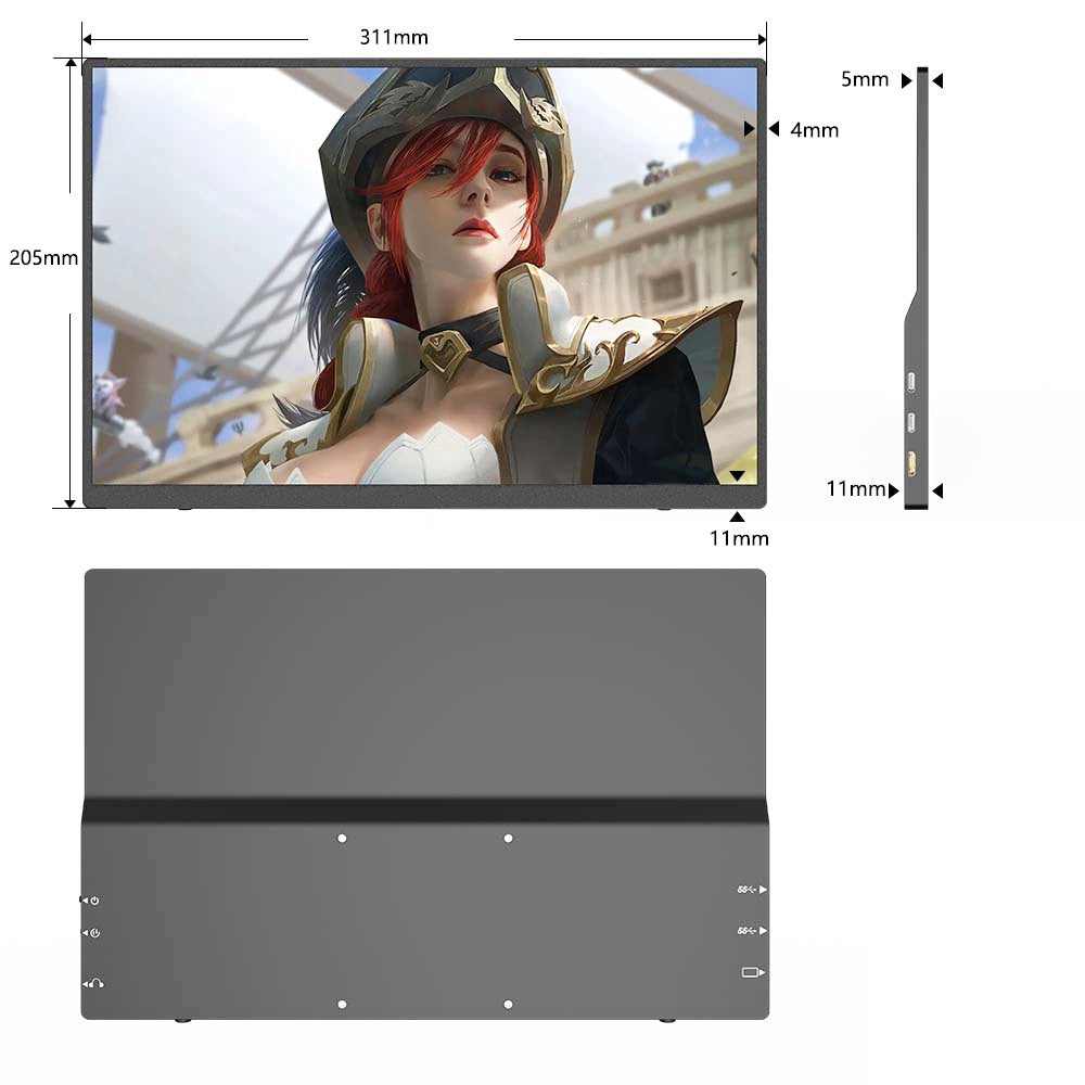 AOSIMAN L140FPC 14'' Ultra Slim Portable Monitor 1920x1200, 16:10 Ratio Resolution Double Blind Plug for Laptop, PC, Phone