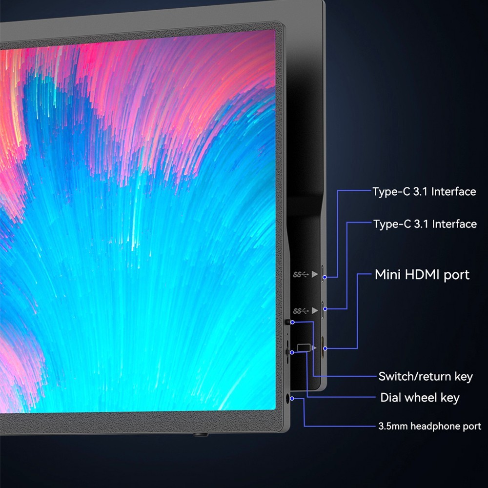 AOSIMAN L140FPC 14'' Ultra Slim Portable Monitor 1920x1200, 16:10 Ratio Resolution Double Blind Plug for Laptop, PC, Phone