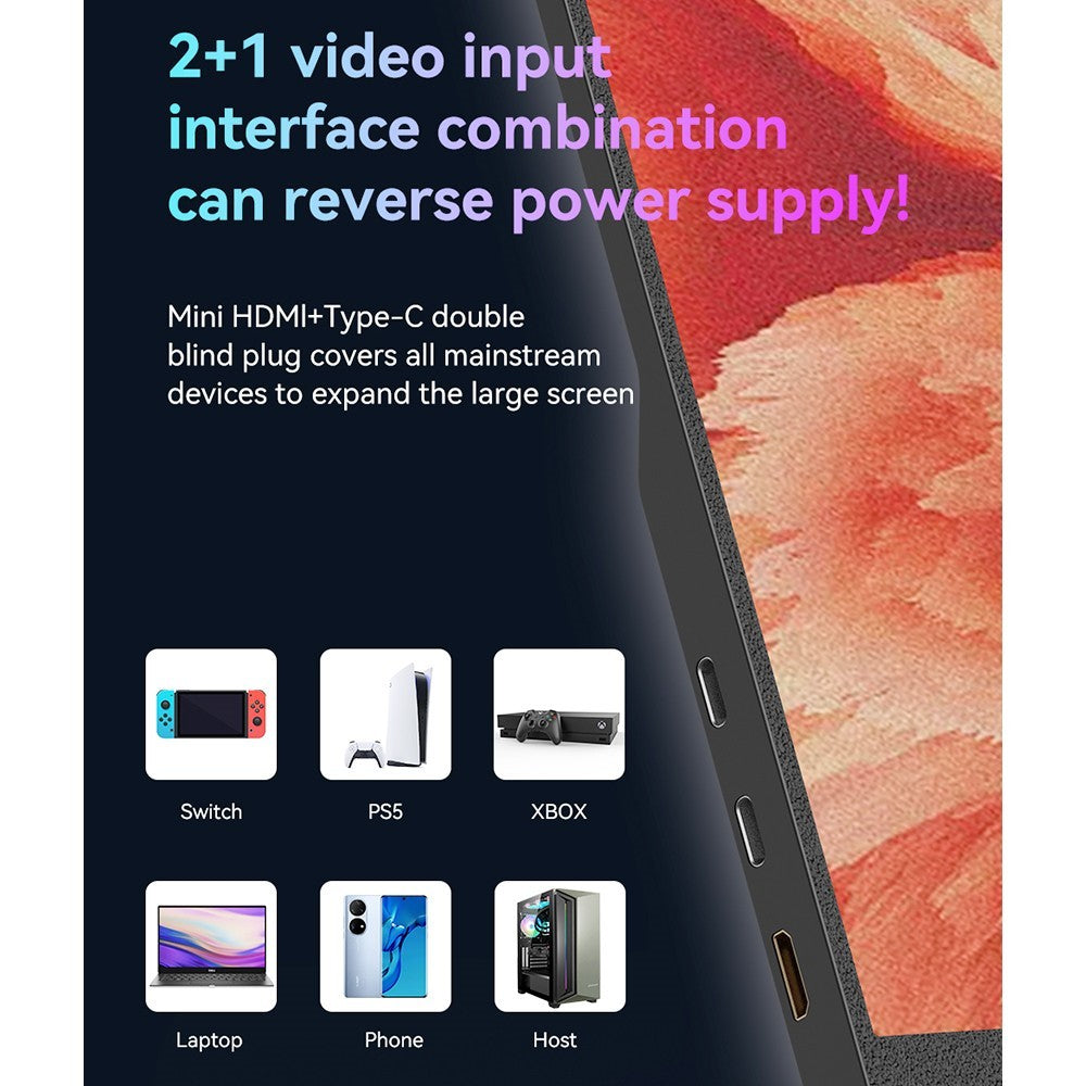 AOSIMAN L140FPC 14'' Ultra Slim Portable Monitor 1920x1200, 16:10 Ratio Resolution Double Blind Plug for Laptop, PC, Phone