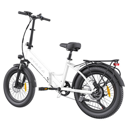 AVAKA K300 Folding Electric Bike, 350W Motor, 36V 16Ah Battery, 20*3.0 inch Tires, 31km/h Max Speed, 100km Range, Front &amp; Rear Disc Brakes, LCD Display, SHIMANO 7-speed - White