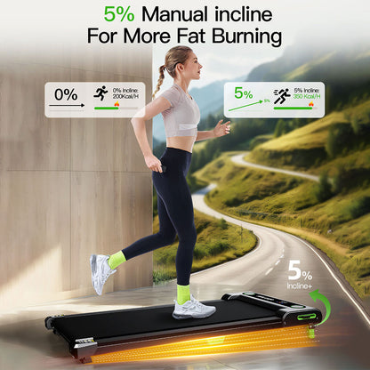Akluer 480L-A Walking Pad with Incline, 2.5HP Under Desk Treadmill with Remote Control, LED Display, 330lbs Max Capacity
