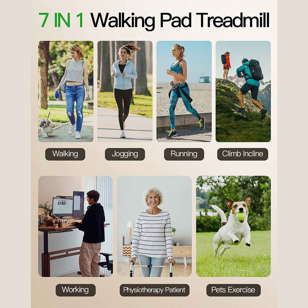 Akluer 480L-A Walking Pad with Incline, 2.5HP Under Desk Treadmill with Remote Control, LED Display, 330lbs Max Capacity