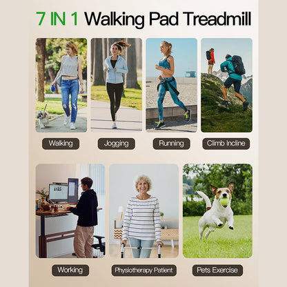 Akluer 480L-A Walking Pad with Incline, 2.5HP Under Desk Treadmill with Remote Control, LED Display, 330lbs Max Capacity