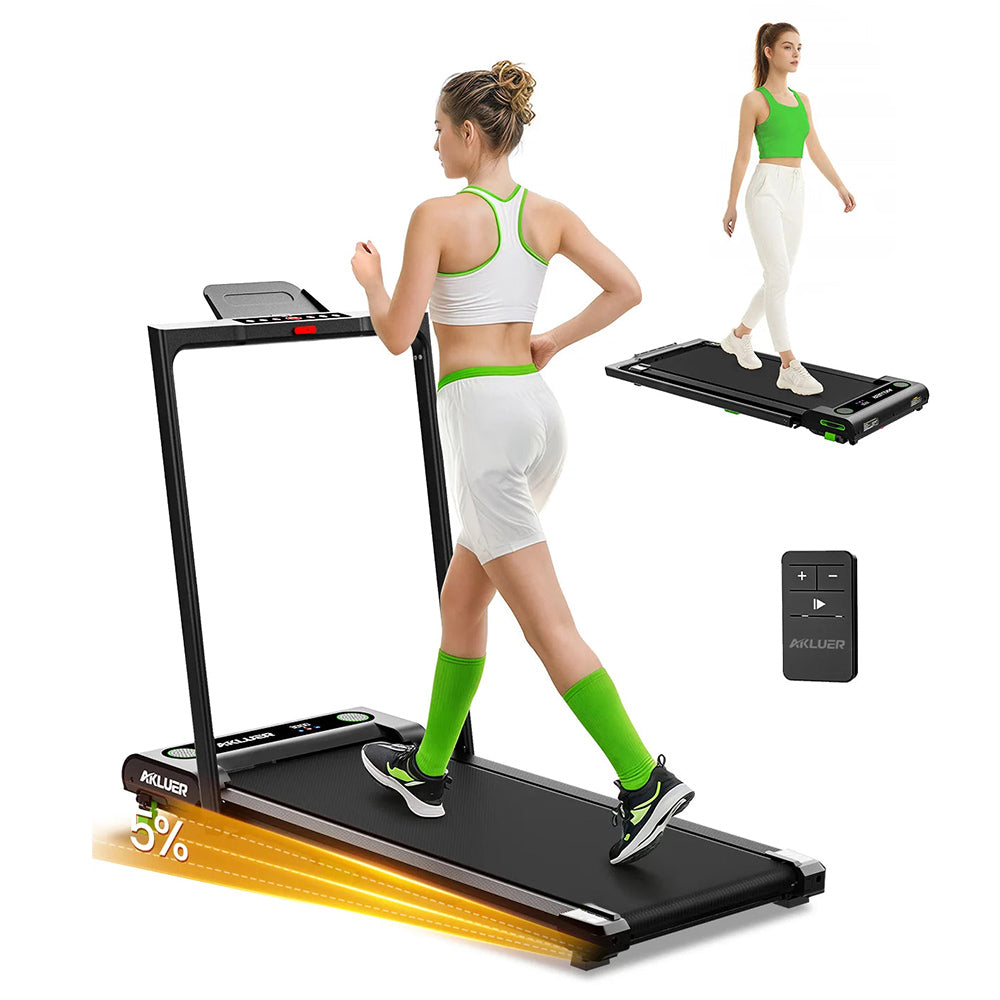 Akluer 480L-B Incline Walking Pad with Handle, 2.5HP Under Desk Treadmill, LED Screen &amp; Remote Control, 330lbs Max Capacity, Foldable