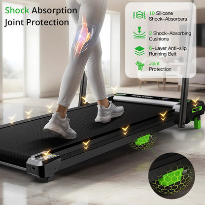 Akluer 480L-B Incline Walking Pad with Handle, 2.5HP Under Desk Treadmill, LED Screen &amp; Remote Control, 330lbs Max Capacity, Foldable
