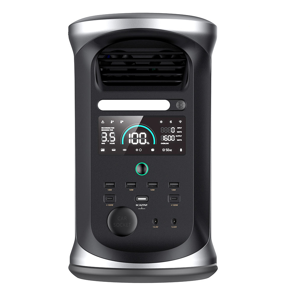 Ampace Andes 1500 Portable Power Station, 1462Wh LiFePO4, 2400W (Surge 3600W) SiCPrime Solar Generator, Full Charge in 55min, 4xAC, 4xUSB-A, 2xUSB-C, 2x5521, 1xCar Socket, 6000 Cycles, -20℃~45℃, APP Control, for Outdoor Camping, RVs, Home Backup