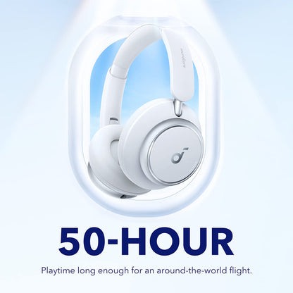 Anker Soundcore Space Q45 Headphones, Adaptive ANC, 50 Hours Playtime (ANC on), Bluetooth 5.3, App Control - White