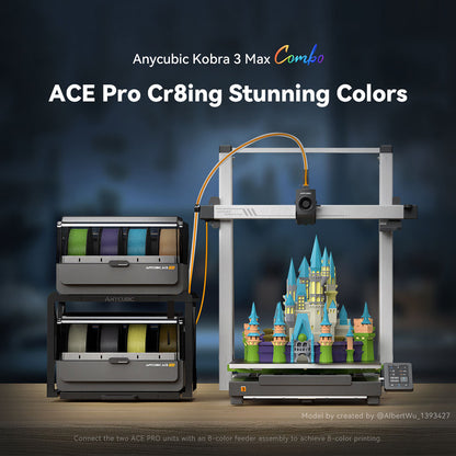 Anycubic Kobra 3 Max Combo, Up to 8-Color Printing, ACE Pro Color Engine, 600mm/s High-Speed Print, Auto-Leveling &amp; Anti-Step Lost, 420*420*500mm