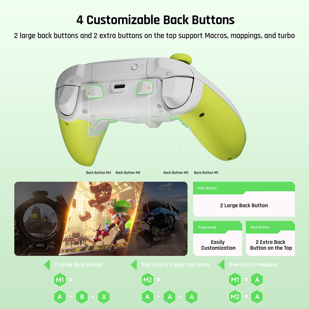 BIGBIG WON Rainbow 2 SE Game Controller, Hall Effect Trigger, Support Black Myth Wukong, 12-bit ADC, 4-way &amp; 8-way D-pads, Compatible with Switch / PC / Android / iOS - Green