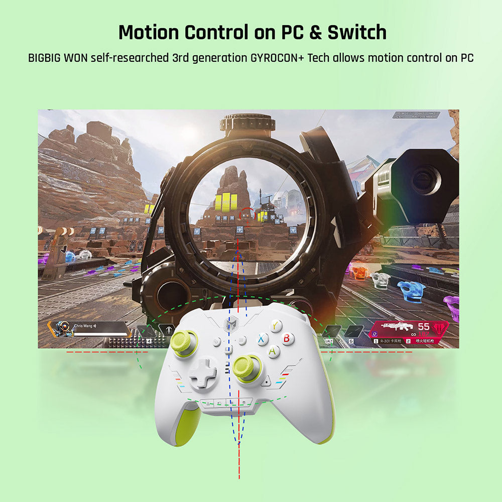 BIGBIG WON Rainbow 2 SE Game Controller, Hall Effect Trigger, Support Black Myth Wukong, 12-bit ADC, 4-way &amp; 8-way D-pads, Compatible with Switch / PC / Android / iOS - Green