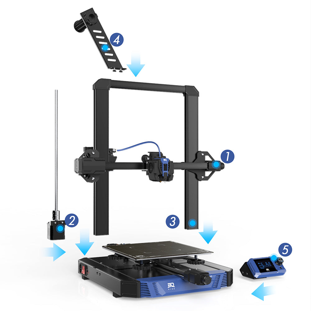 BIQU Hurakan 3D Printer, Klipper Firmware, Auto Leveling, Built-in Microprobe, Max 180mm/s Printing Speed, Partitioned Hotbed, Silent Printing, Filament Runout Sensor, WiFi Remote Control, 220x220x270mm