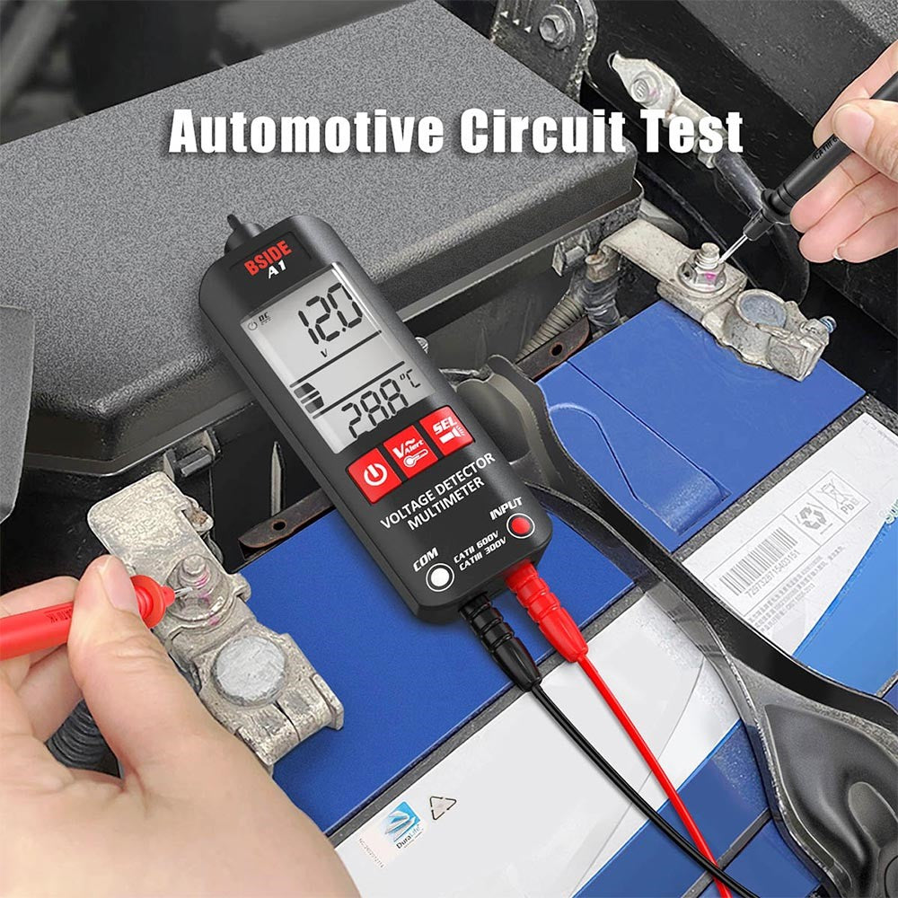 BSIDE A1 Digital Multimeter, Electrician Pen, Non-Contact Voltage Tester, Ohm Hz Meter, AC Live/Neutral Wire Test, Red &amp; Green Backlight, with Storage Bag - Black