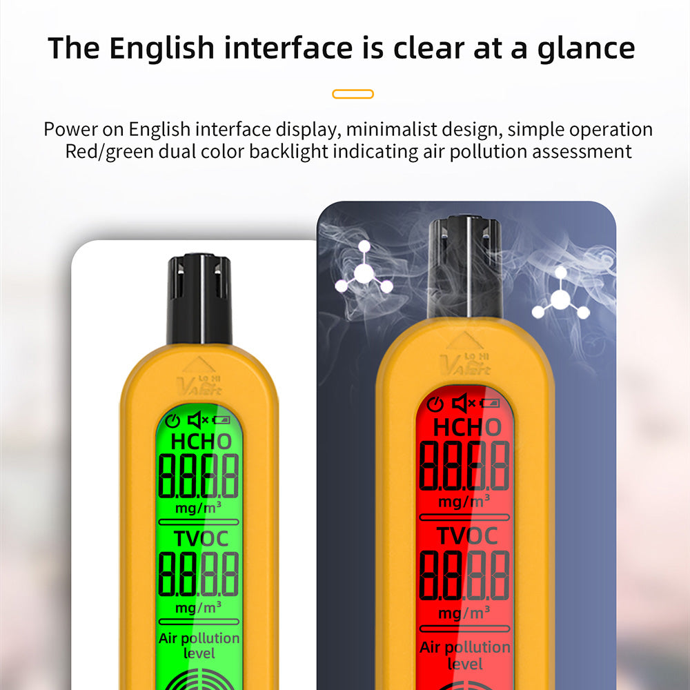 BSIDE G2 Air Quality Monitor, Formaldehyde Detector, PM2.5/TVOC/HCHO Test, Auto Alarm, LCD Display, Red &amp; Green Color