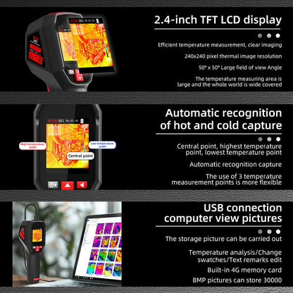 BSIDE HX3 Infrared Thermal Imaging Camera, 2.4-inch TFT LCD, 240 x 240 Resolution, -20°C to 550°C Tempearture Range, for Home Inspection HVAC Electrical