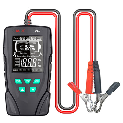 BSIDE Q11 Car Battery Tester, 12V 24V Digital Checker, CCA Lead Acid Battery Analyzer, 3Ah-200Ah Professional Automatic Detect Diagnostic Tool