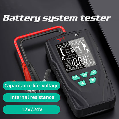 BSIDE Q11 Car Battery Tester, 12V 24V Digital Checker, CCA Lead Acid Battery Analyzer, 3Ah-200Ah Professional Automatic Detect Diagnostic Tool