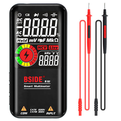 BSIDE S10 Smart Digital Multimeter, 3.5' Color LCD Screen, 9999 Counts, DC AC Voltage Capacitor Ohm Diode Tester, Black - without Battery