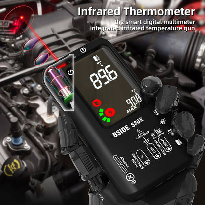 BSIDE S30X Digital Multimeter, Infrared Thermometer, Color Screen, True RMS 9999 Counts, Voltage Capacitance Resistance Frequency Diode Tester