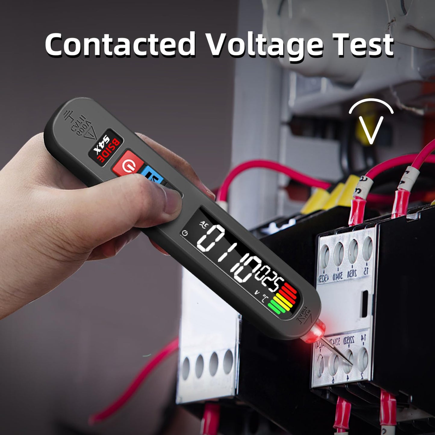 BSIDE S4X 12V-300V Voltage Tester Pen, EBTN Display, Non-Contact Detection, Leakage Live Wire Breakpoint Finder, 400mAh Lithium Battery - Black
