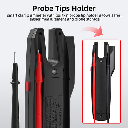 BSIDE U6X U-Shape Digital Clamp Multimeter, Automatic AC/DC Meter, Infrared Detection, Color Display Display, Rechargeable Battery, with Probe Tips Holder Design