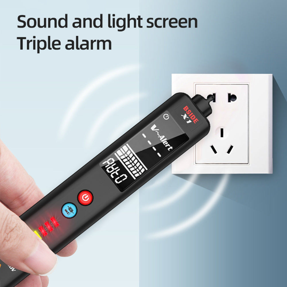 BSIDE X1 Intelligent Voltage Detector Tester, Multimeter, Electric Pen, Break Point Checking,  Large LCD Screen, Flashlight, Live Wire Hz Ohm NCV Meter, No Batteries