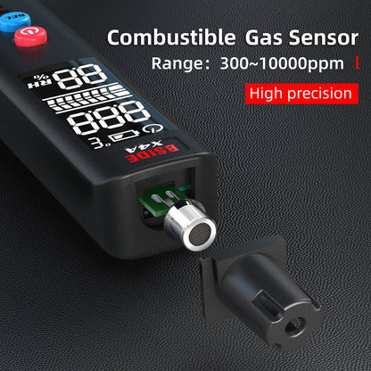 BSIDE X4A Digital Hygrometer Gas Detector, Combustible Gas Analyzer, Temperature and Humidity Tester, with Audible and Visual Alarm, LCD Display, No Batteries, with Bag