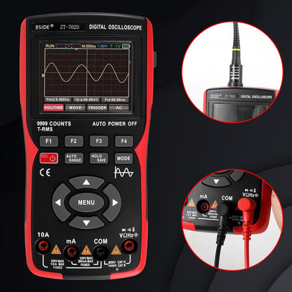 BSIDE ZT702S Digital Multimeter, Oscilloscope, Auto True RMS, Transistor Probe Meter, 48M/s 10MHz PC Waveform, 2.8inch LCD Screen