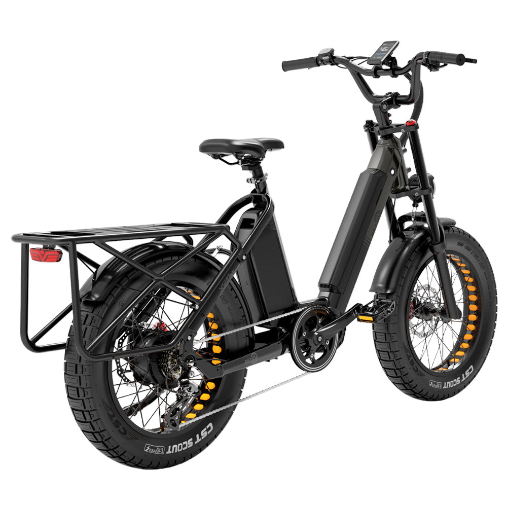 Bezior X500 Max Electric Cargo Bike, 750W Bafang Motor, SAMSUNG 48V 37.5Ah Removable Battery, 20*4.0 Inch Fat Tire, 48km/h Max Speed up to 220km Range, Front Spring Fork Hydraulic Disc Brakes Shimano 7-Speed with 60cm*20cm Large Heavy-duty Shelf