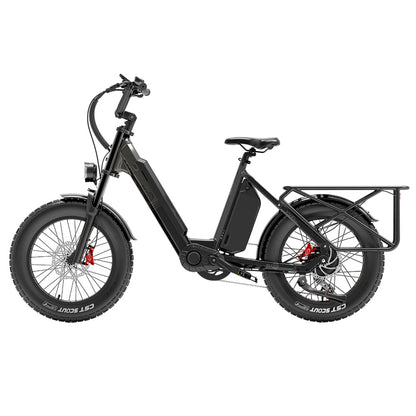 Bezior X500 Max Electric Cargo Bike, 750W Bafang Motor, SAMSUNG 48V 37.5Ah Removable Battery, 20*4.0 Inch Fat Tire, 48km/h Max Speed up to 220km Range, Front Spring Fork Hydraulic Disc Brakes Shimano 7-Speed with 60cm*20cm Large Heavy-duty Shelf