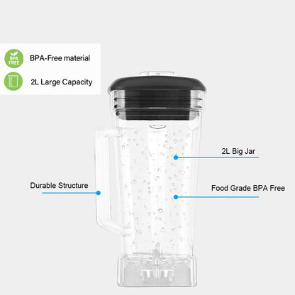 BioloMix G5200 Blender, 2200W Smoothies Mixer, 2L Capacity, Speed Adjustable - Black