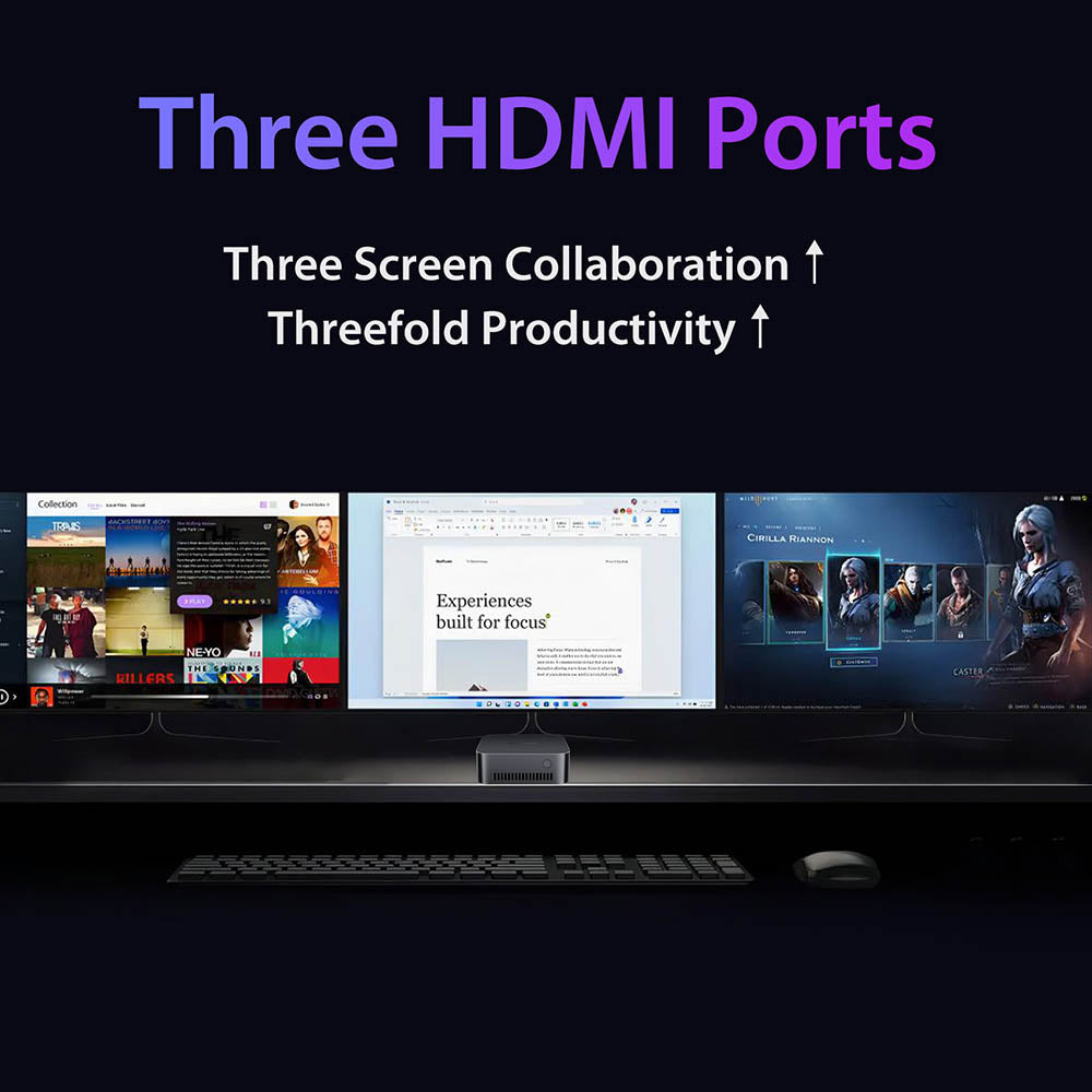 Blackview MP80 Mini PC, Intel N95 4 Cores Up to 3.4GHz, 16GB LPDDR5 RAM 512GB SSD, 3*HDMI Triple Screen Display, 2.4/5GHz Dual-band WiFi Bluetooth 4.2, 3*USB 3.0, 2*RJ45, 1*3.5mm HP/MIC TRRS