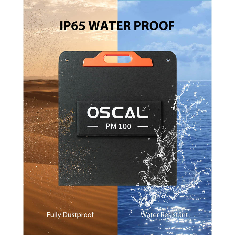 Blackview Oscal PM100 Foldable Solar Panel, IP65 Waterproof, with Type-C QC3.0, USB Output and 5-in-1 Cable