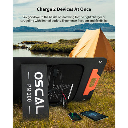 Blackview Oscal PM100 Foldable Solar Panel, IP65 Waterproof, with Type-C QC3.0, USB Output and 5-in-1 Cable