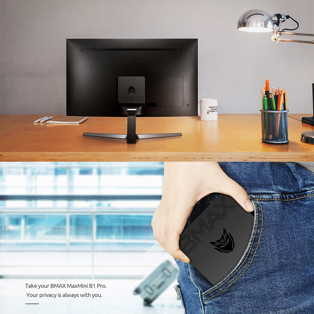 BMAX B1 Pro Mini PC Intel Gemini Lake N4000 Up to 2.6 GHz Windows 11 8GB RAM 128GB SSD 2.4G/5G Dual Band WiFi Bluetooth 4.2 - EU