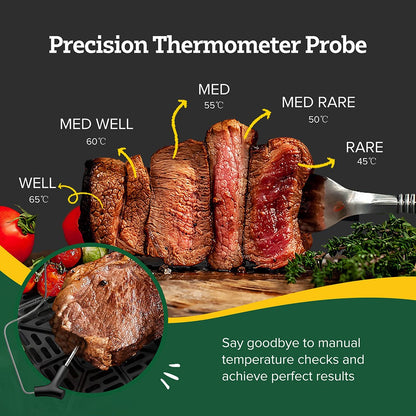 CHEFREE AF500 1700W 6.5L Air Fryer, with Smart Probe Thermometer, 8-in-1 Cooking Modes, Rapid 230℃ Heating, Shake Reminder - Black
