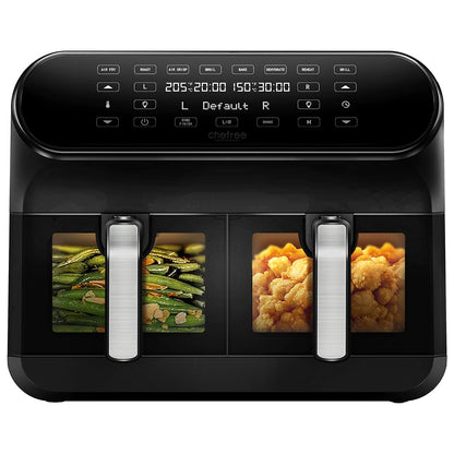 CHEFREE AFW20 Dual Air Fryer, with Viewing Window, 8L Family Sized, Nonstick, 8-in-1 Smart Programmes, Dishwasher Safe, Roast, Grill, Bake &amp; Dehydrate