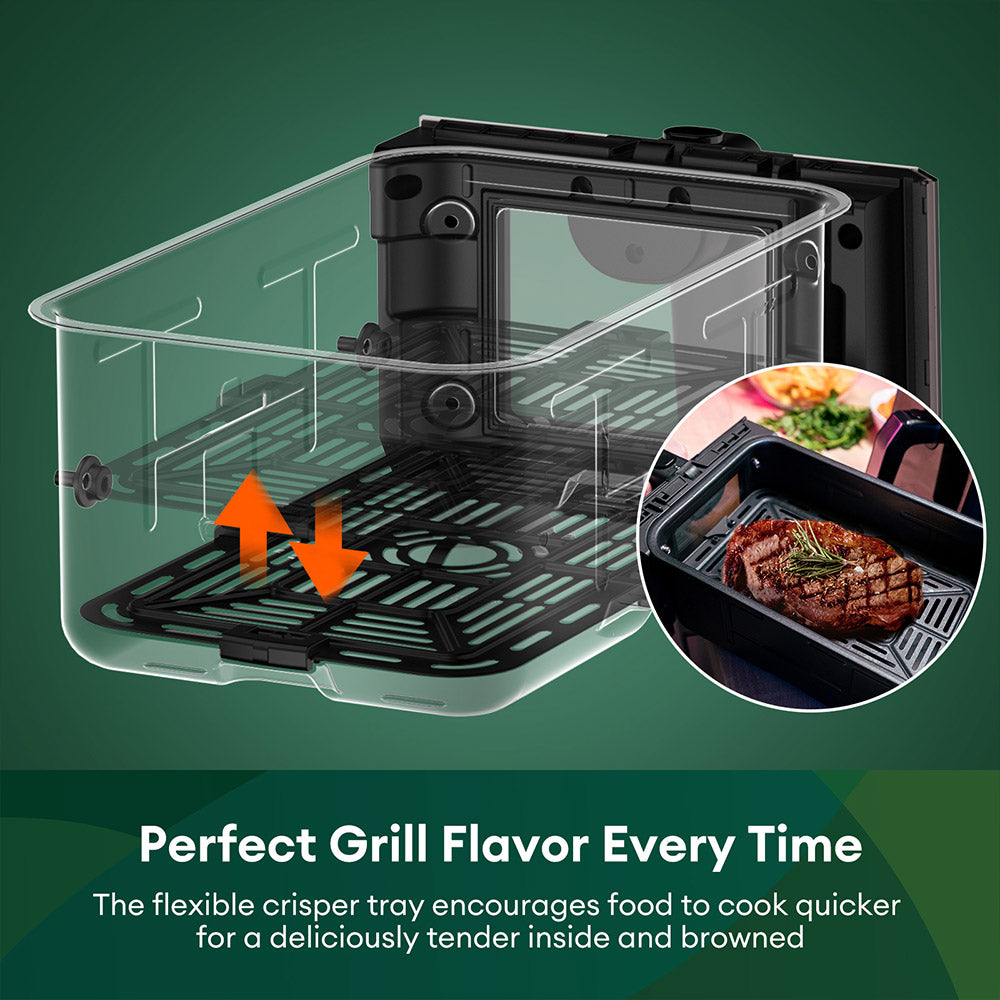 CHEFREE AFW20 Dual Air Fryer, with Viewing Window, 8L Family Sized, Nonstick, 8-in-1 Smart Programmes, Dishwasher Safe, Roast, Grill, Bake &amp; Dehydrate