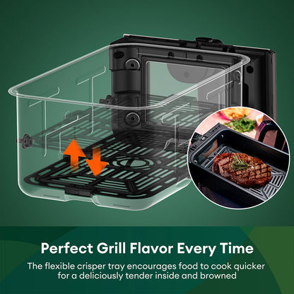 CHEFREE AFW20 Dual Air Fryer, with Viewing Window, 8L Family Sized, Nonstick, 8-in-1 Smart Programmes, Dishwasher Safe, Roast, Grill, Bake &amp; Dehydrate