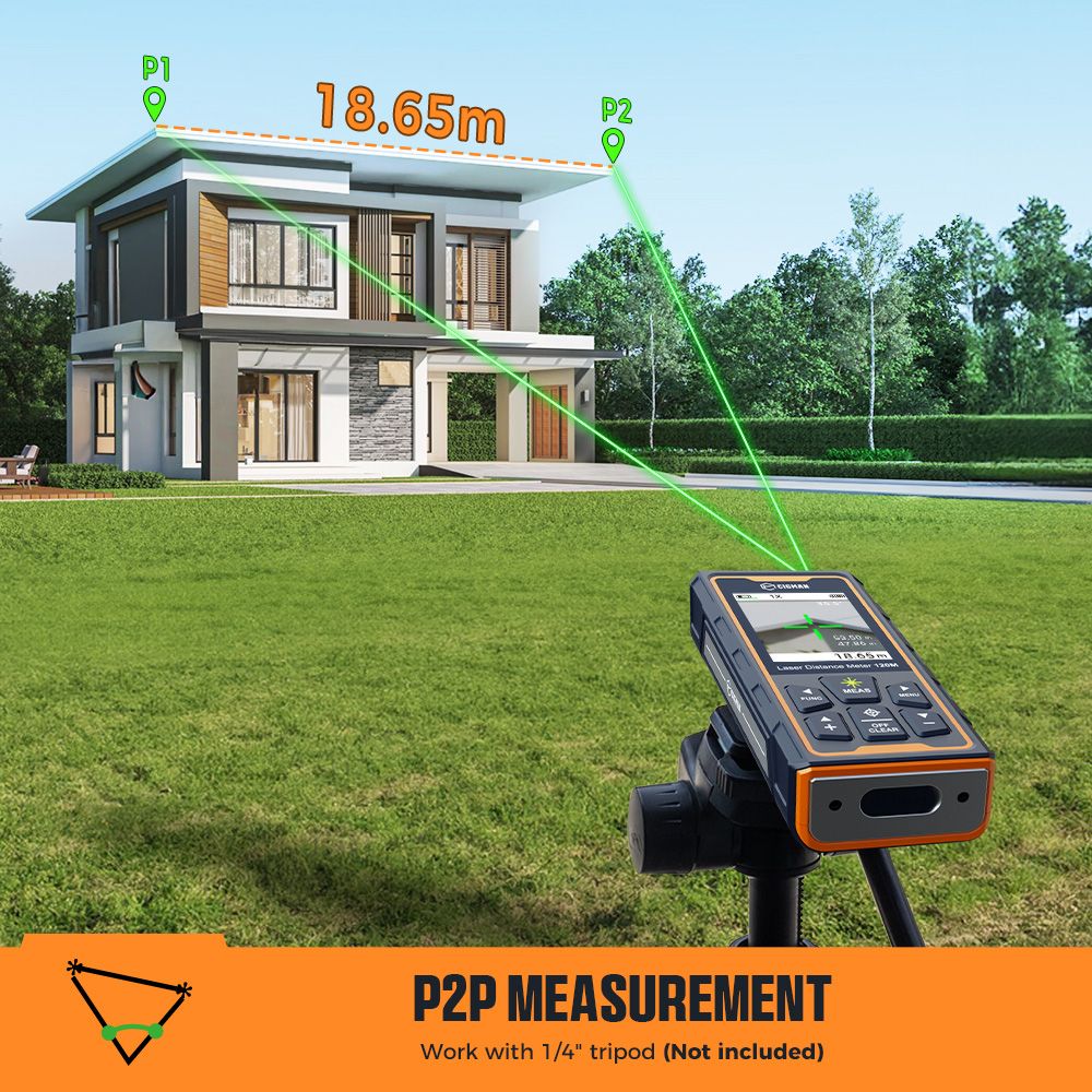CIGMAN CD-120G Laser Measurement Tool with 4X Camera, P2P Technology, IP68, 2.4inch IPS Display