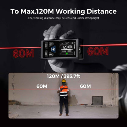 CIGMAN CD-60 Bilateral Laser Distance Meter, 393ft/120M Bilateral Measurement, with M/in/Ft Multiple Units