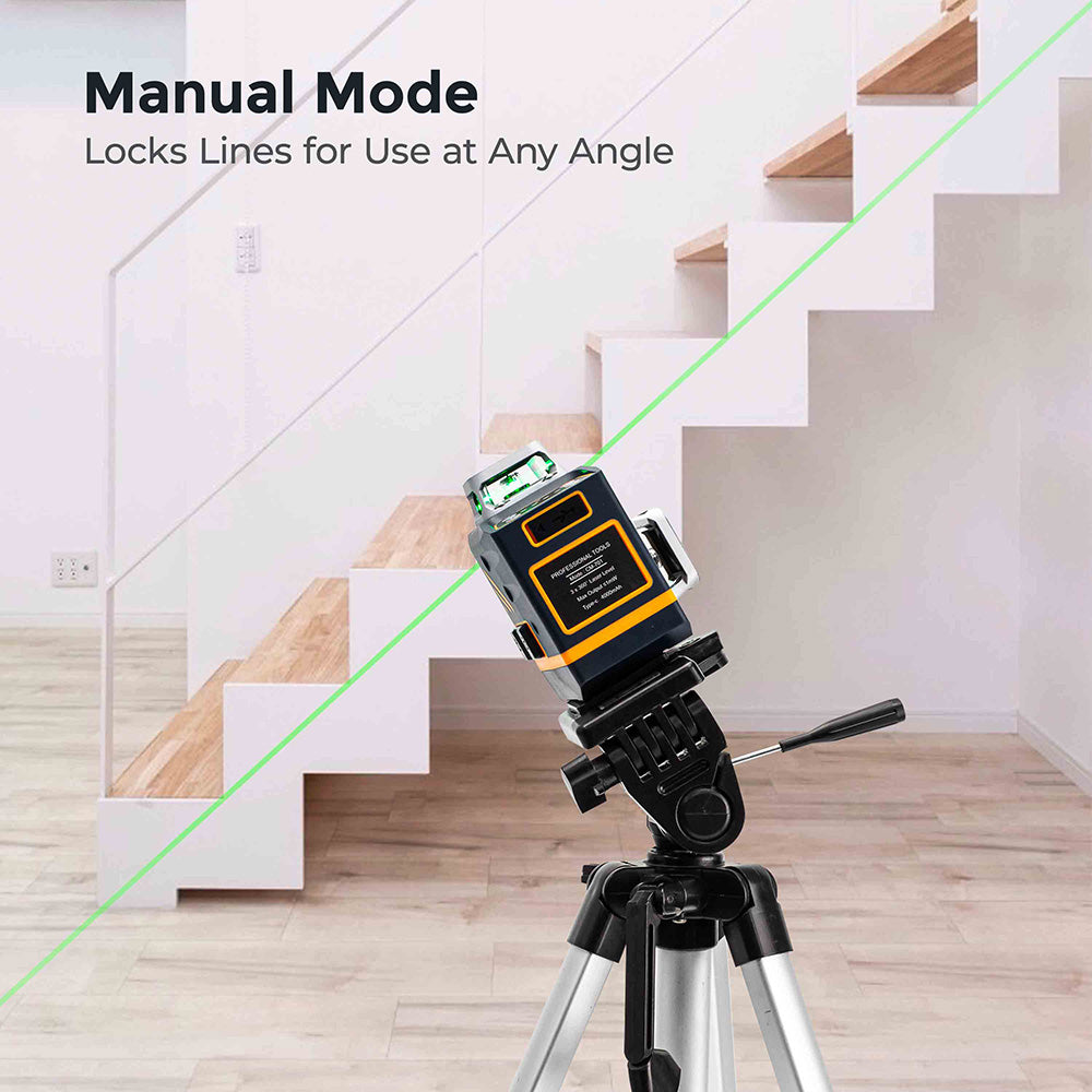 CIGMAN CM-701 3x360° Self Leveling Laser Level, 100ft 3D Green Cross Line, Rechargeable Battery, Remote Control