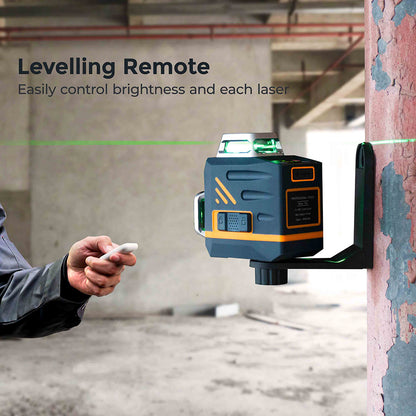 CIGMAN CM-701 3x360° Self Leveling Laser Level, 100ft 3D Green Cross Line, Rechargeable Battery, Remote Control