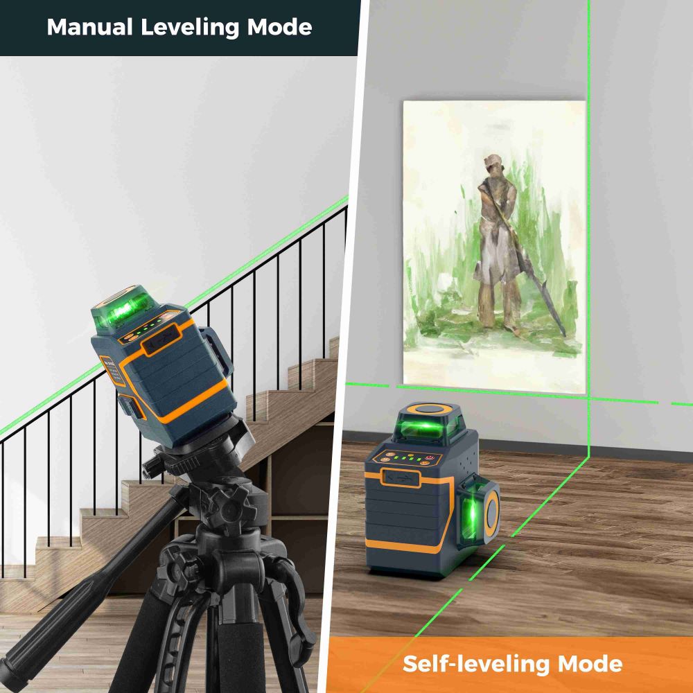 CIGMAN CM-701SE 3x360° 12 Lines Laser Level, Self Leveling, 3D Green Cross Line, with Remote Controller and Magnetic L-Shaped Bracket, Up to 50m Working Distance, IP54 Water &amp; Dust Proof