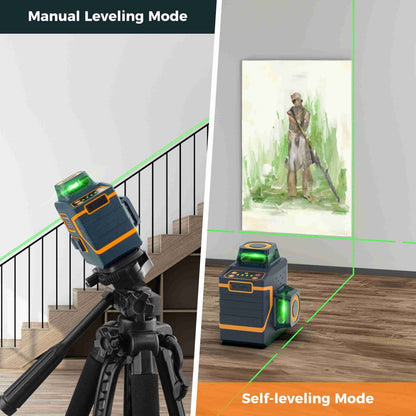 CIGMAN CM-701SE 3x360° 12 Lines Laser Level, Self Leveling, 3D Green Cross Line, with Remote Controller and Magnetic L-Shaped Bracket, Up to 50m Working Distance, IP54 Water &amp; Dust Proof