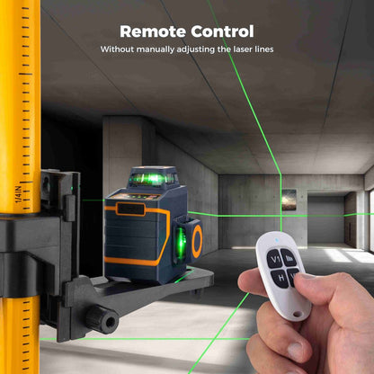 CIGMAN CM-701SE 3x360° 12 Lines Laser Level, Self Leveling, 3D Green Cross Line, with Remote Controller and Magnetic L-Shaped Bracket, Up to 50m Working Distance, IP54 Water &amp; Dust Proof