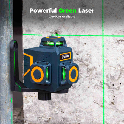 CIGMAN CM-701SE 3x360° 12 Lines Laser Level, Self Leveling, 3D Green Cross Line, with Remote Controller and Magnetic L-Shaped Bracket, Up to 50m Working Distance, IP54 Water &amp; Dust Proof