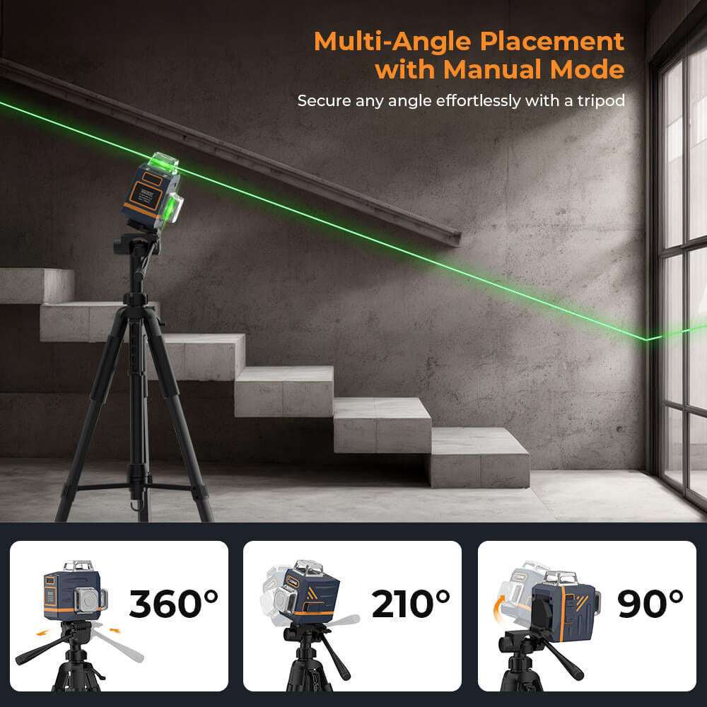 CIGMAN CM-701T 3x360° Laser Level with 1.5m Tripod, Remote Control, Self-Leveling, 4000mAh Battery