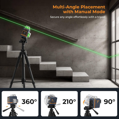 CIGMAN CM-701T 3x360° Laser Level with 1.5m Tripod, Remote Control, Self-Leveling, 4000mAh Battery