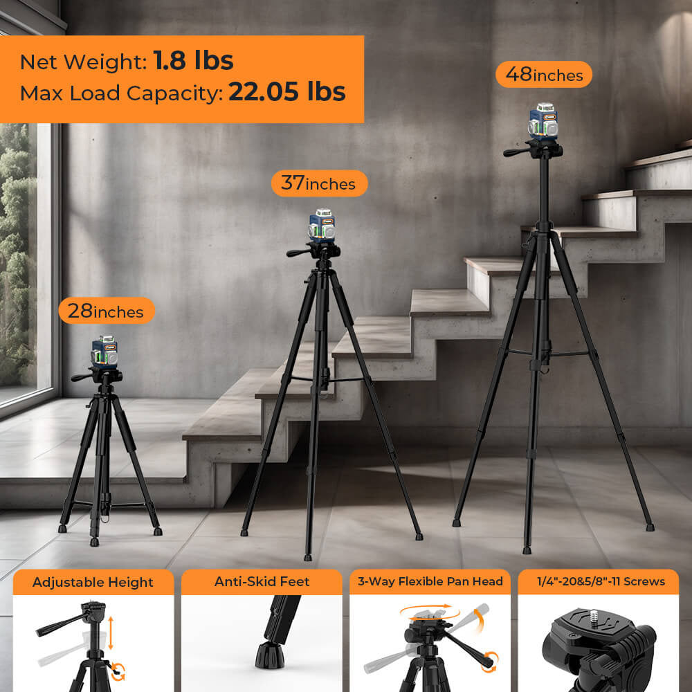 CIGMAN CM-701T 3x360° Laser Level with 1.5m Tripod, Remote Control, Self-Leveling, 4000mAh Battery
